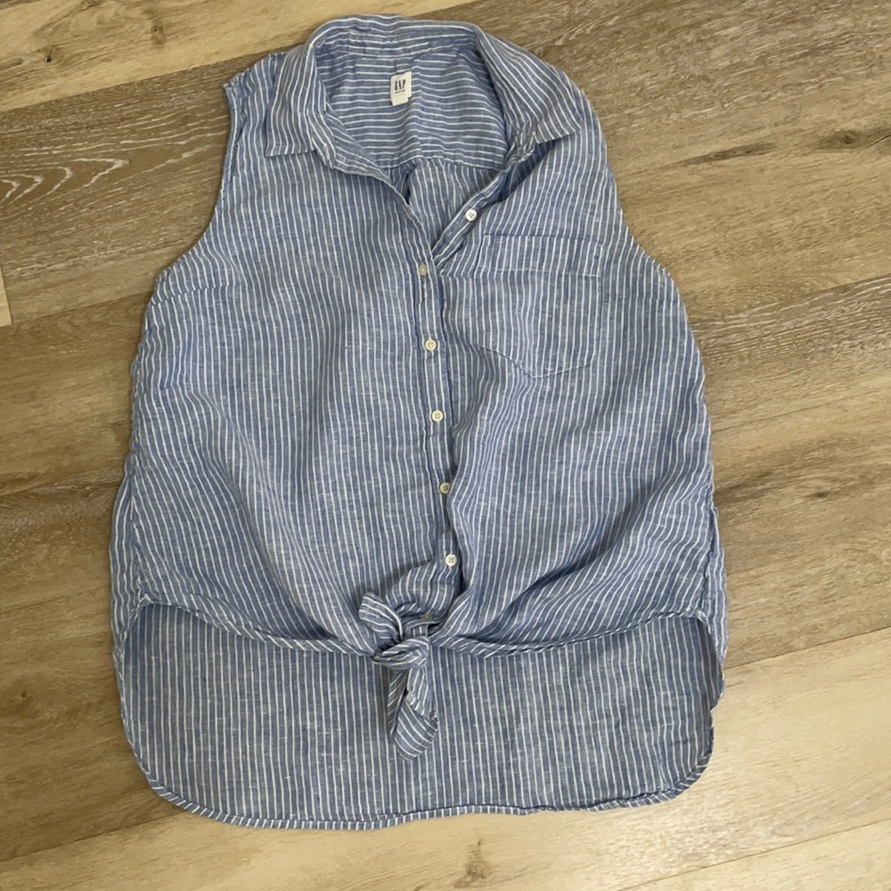 Gap Maternity Sleeveless Striped Chambray Top